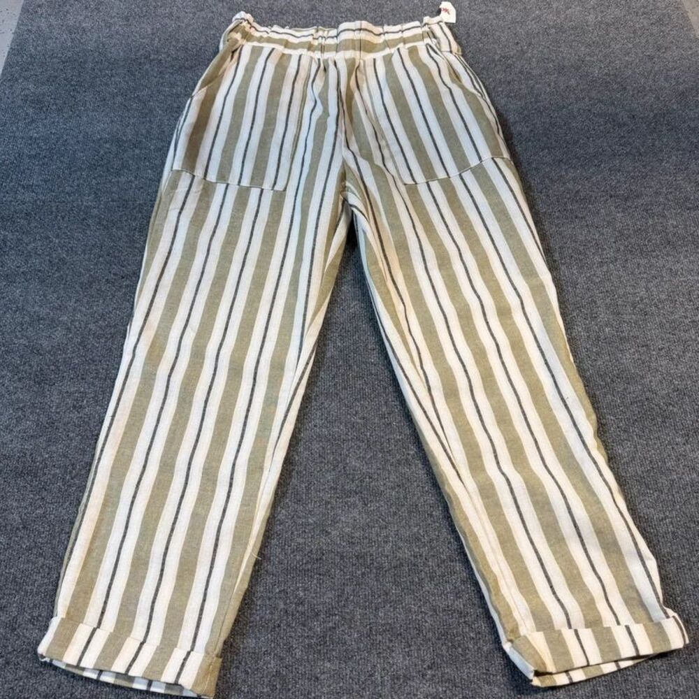 Cisono Linen Collection Women’s Pants Elastic Waist Size Large L cream green